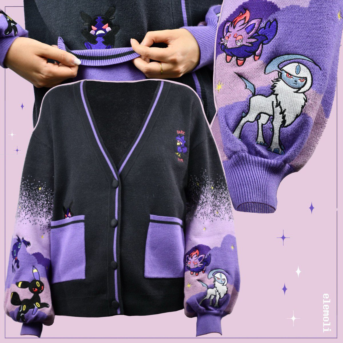 DARK POKEMON CARDIGAN PREORDERS ARE OPEN 💜

The thickest cardigan to date! Perfect for the next winter 

Sizes: XS-3XL 

Embroidery and knitting details 🌟