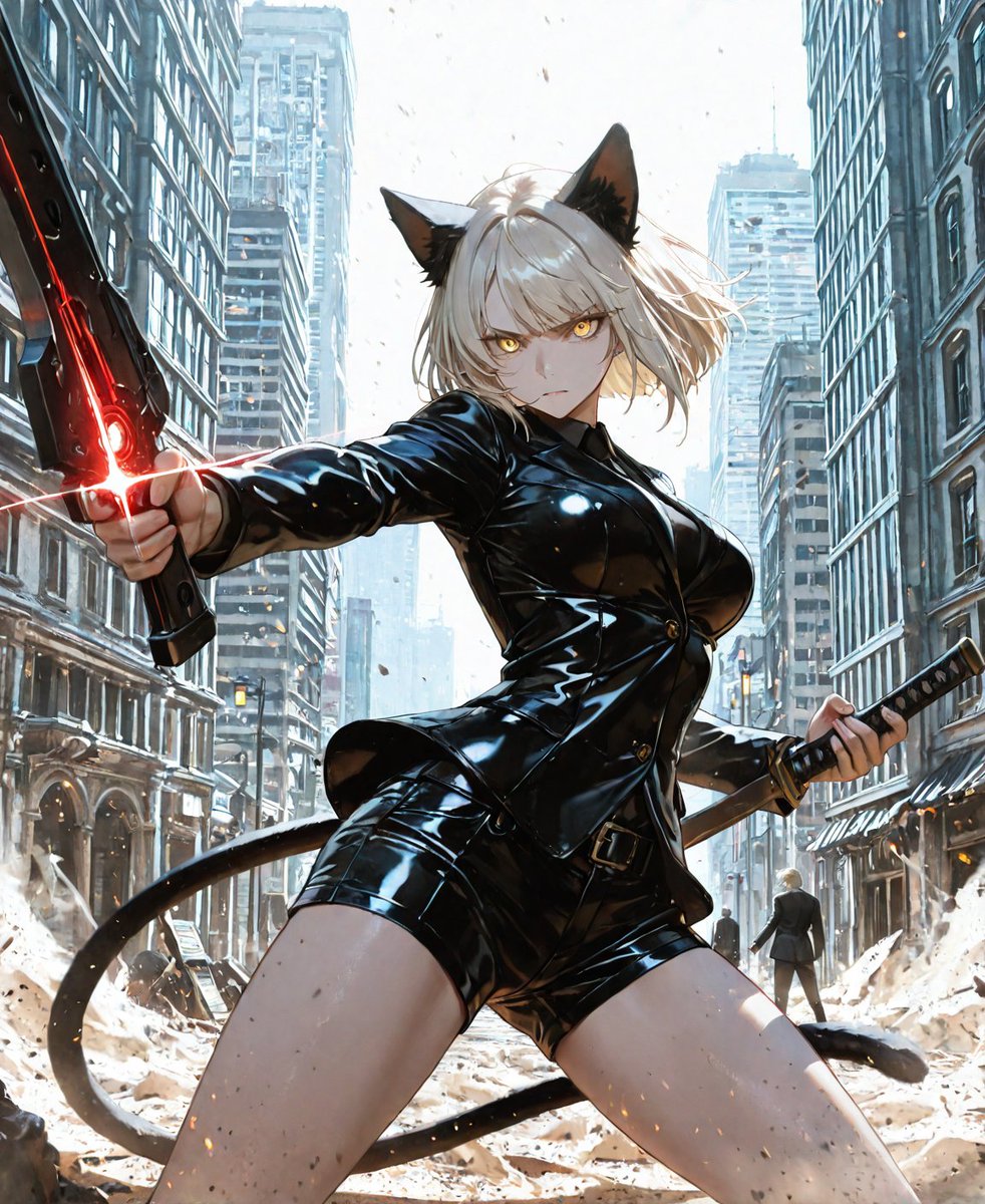 j0rd0n's tweet image. Dust and debris filled the street, but her focus never wavered.