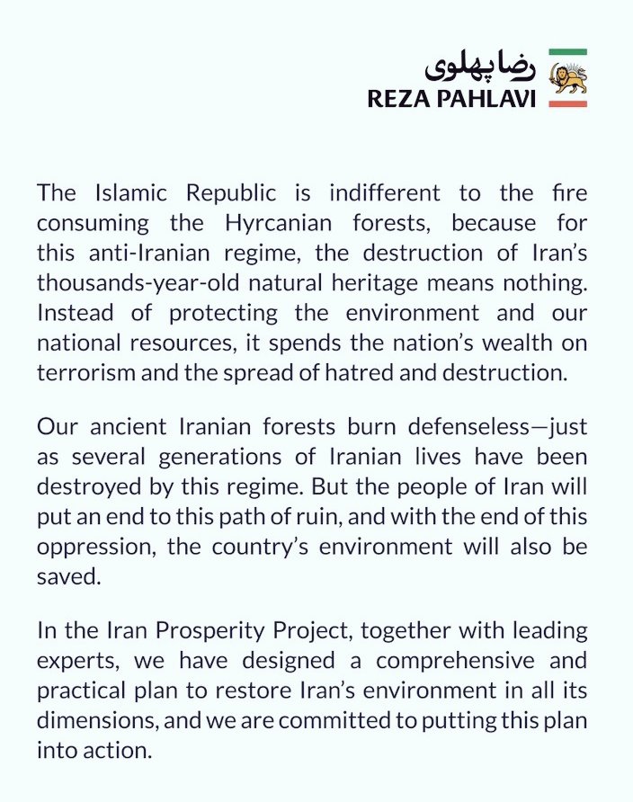 hamidraad91's tweet image. His Majesty #RezaShahIIPahlavi Shahanshah of Iran:
In the Iran Prosperity Project, together with leading experts,we have designed a comprehensive and practical plan to restore Iran’s environment in all its dimensions and we are committed to putting this plan into action
#RiseIran