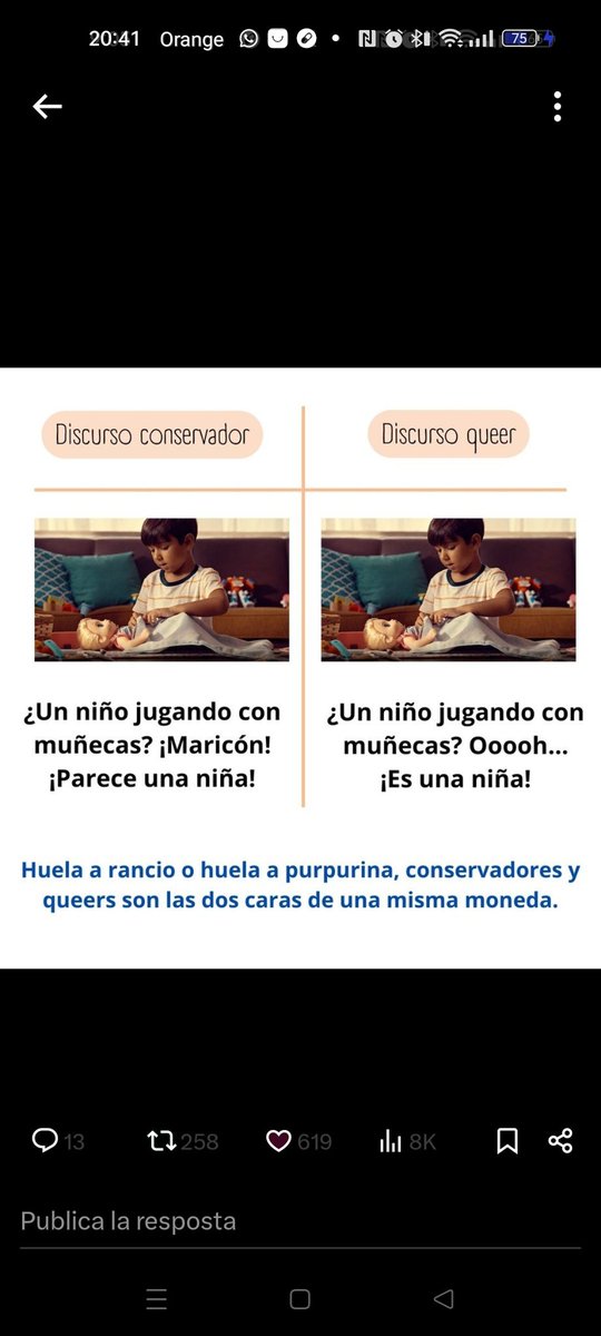 Cuando piensas q un niño al que le gusta las muñecas o el rosa es pq es niña quien está cerca del Opus o Legionarios eres tu.
Ellos dicen q la cabeza está mal y debe cambiar,  vosostros decís que el cuerpo está mal y debe cambiar.
Las feministas decimos q simplemente es un niño.