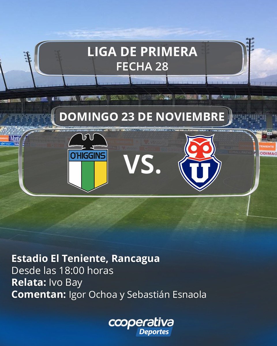 [Radio en vivo🎙] ¡Súbele a la <a href="/Cooperativa/">Cooperativa</a>! Ya vivimos la previa de un duelo clave para entrar a <a href="/Libertadores/">CONMEBOL Libertadores</a> entre <a href="/OHigginsoficial/">O'Higgins FC 🇧🇼</a> y <a href="/udechile/">Universidad de Chile</a> junto a <a href="/IvoBay/">Ivo Bay</a>, Igor Ochoa y <a href="/sesnaola/">Seba Esnaola</a> #Cooperativa90 bit.ly/3FPIitR