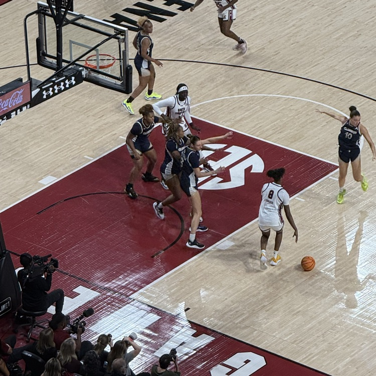 CCPSCCHS's tweet image. CCHS class of 2025, Kelley Hutcherson (number 9) is playing against #2 ranked University of South Carolina. Kelley is living her dream of playing division 1 basketball and studying sports management at Queen College.