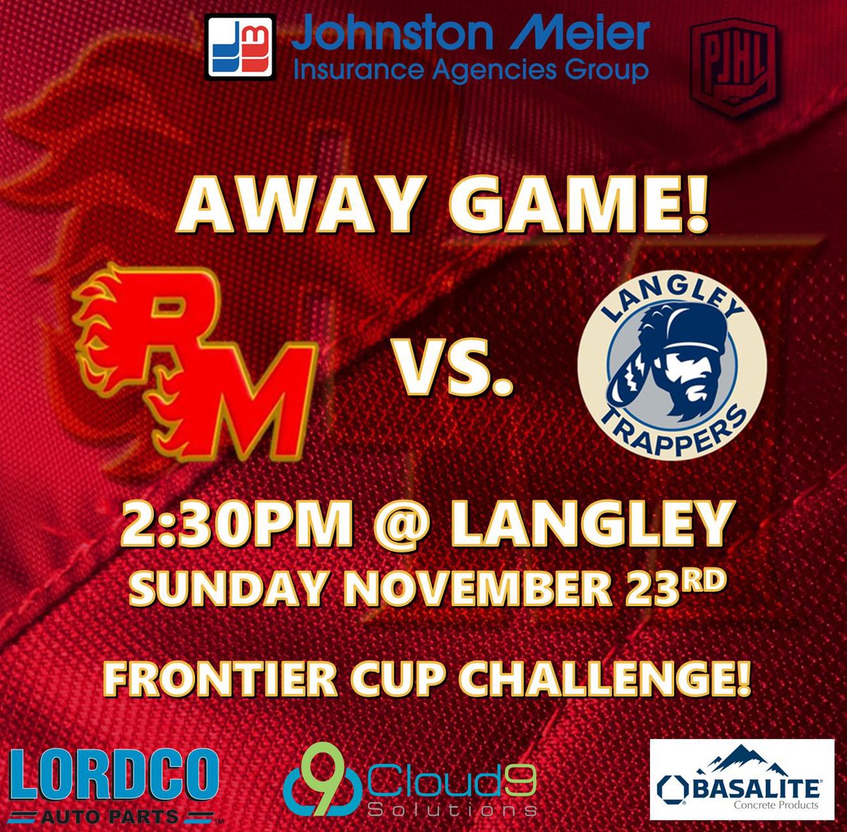 FLAMES GAME DAY!
FRONTIER CUP! 
Regular Season Game No. 20!
📍- The Lodge
🆚 - <a href="/LangleyTrappers/">Langley Trappers</a> 
⏰ - 2:30pm puck drop 
📺 - @flohockey 
🔥🔥🔥