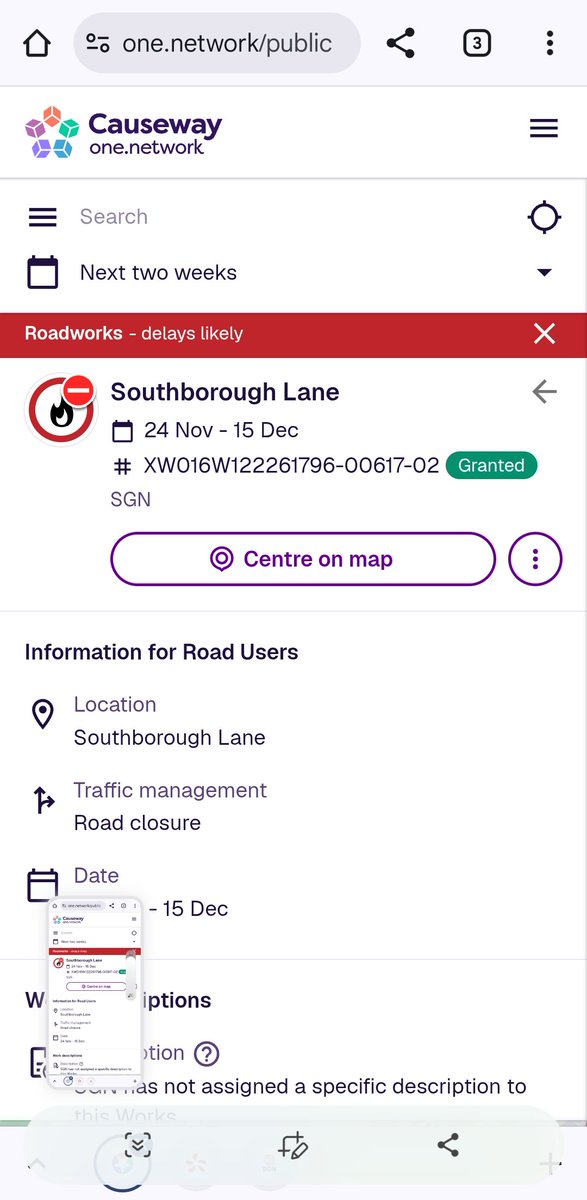 jaykayess2503's tweet photo. @SGNgas the roadworks map is showing the road closure of southborough Lane for 3 weeks but I've heard this will now be temporary traffic lights instead.  Is this correct as need to plan bus journey that way on Monday https://t.co/rR44sG0Bb0