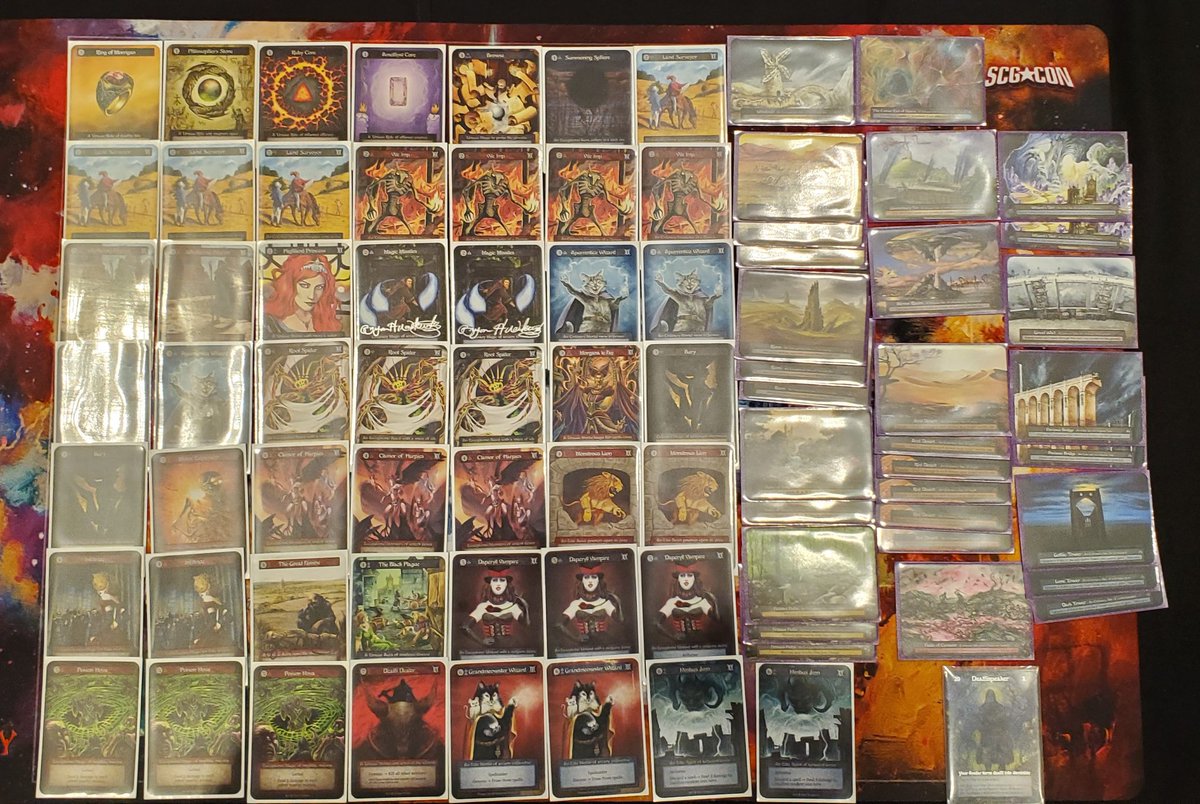 Great weekend in vegas. Top 8'd both the Limited Championship and the Crossroads Championship sorcery main events. 

Played deathspeaker in constructed to beat red aggro and sorcerer piles and it paid off. Cat alt art promos are optimal art btw.