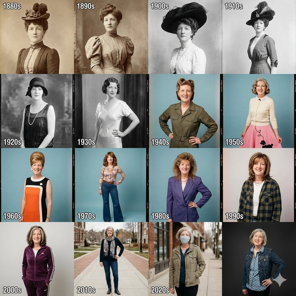 Me from 1880’s to today. So fun!

See the Nano Banana prompt below