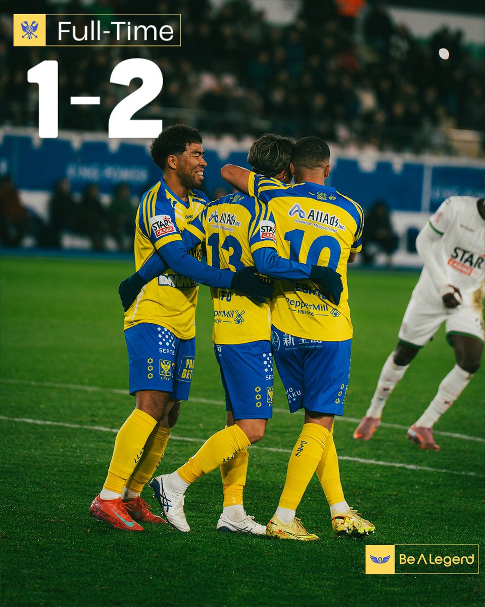 STVV_JP's tweet image. 🐥🕛𝗙𝗨𝗟𝗟 𝗧𝗜𝗠𝗘
後半は相手に主導権を握られ、防戦一方となったものの、ディフェンス陣が耐え抜いて失点を許さず、1️⃣-2️⃣で勝利。リーグ戦3連勝となった。