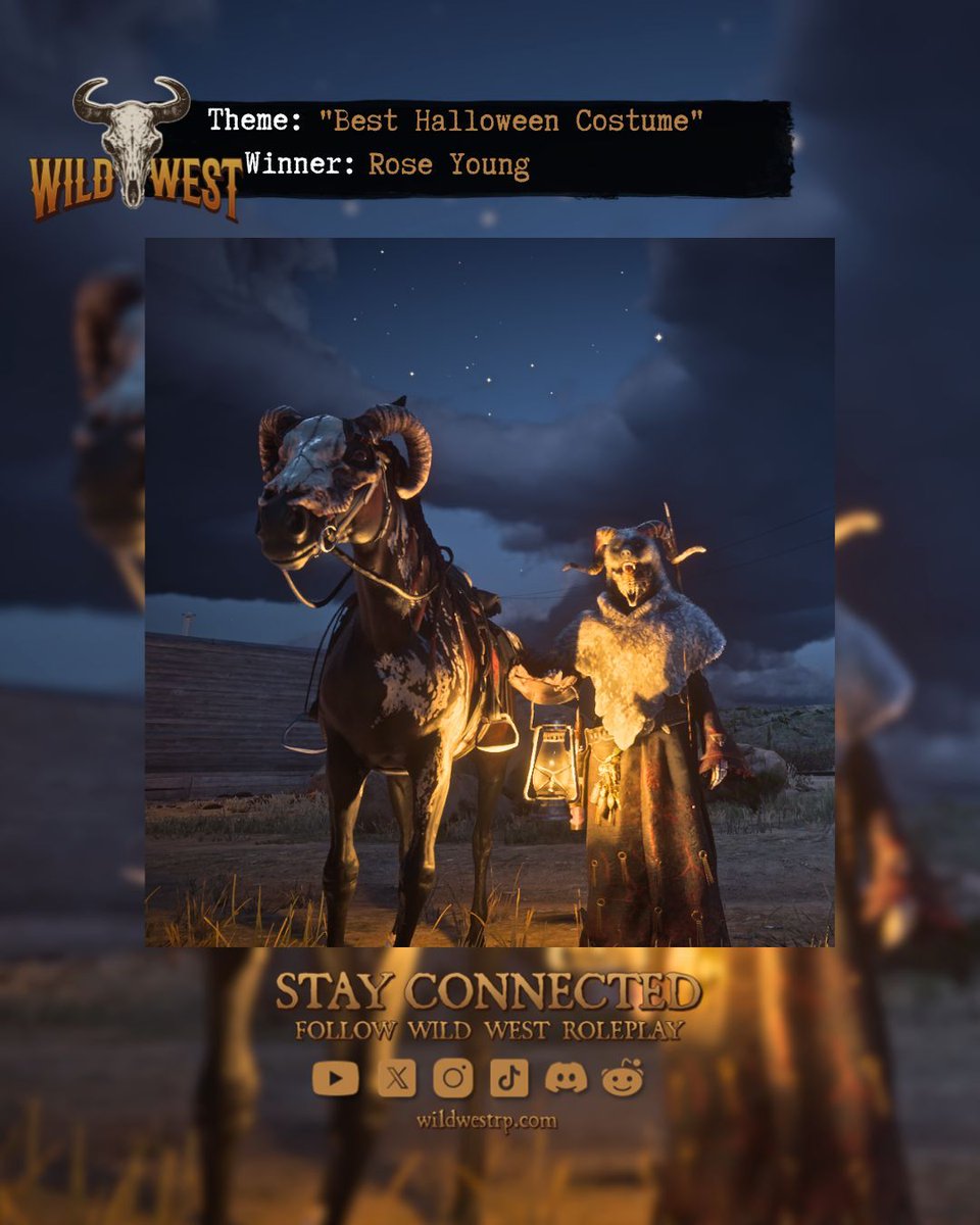 What's scarier than a person wearing a spooky disguise? A horse... wearing a spooky disguise 👻🐎

Check out wildwestrp.com for more information on how to join our RDR2 Roleplay community and share your beautiful screenshots with us!

#RedM #WWRP #RDR2RP #GTARP