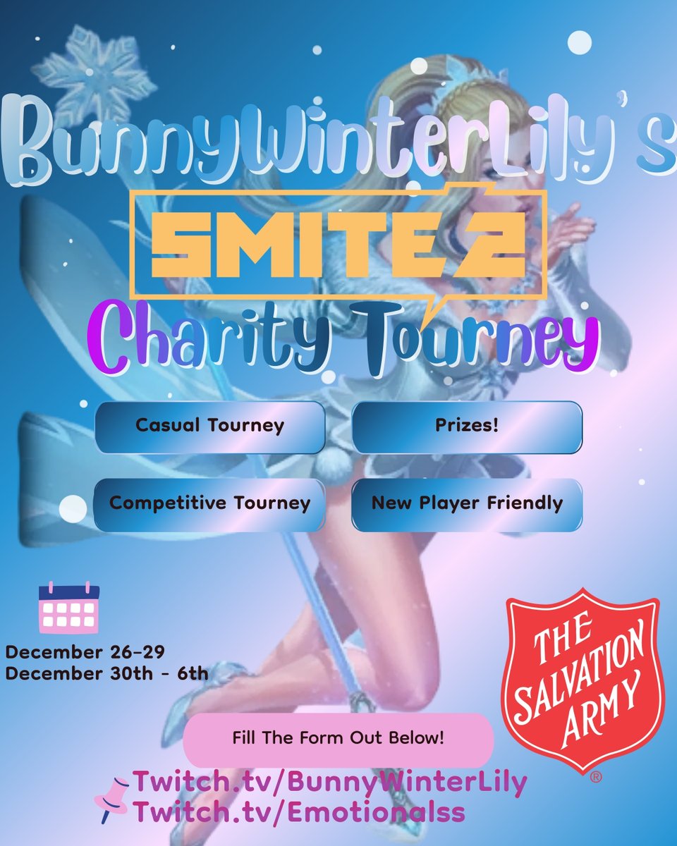 Bunnywinterlily's tweet image. ❄️Smite 2 Charity Conquest Tournament❄️
🦌 For Causal and Competitive Gamers alike🦌
🐧Toxicity Free Tournament🐧
🎅 Santa came early with some prizes🎁
Consider partaking in the tourney or supporting a good cause :3 ❤️
#smite #smite2 #tournament #charity #ENVtuber #Vtuber