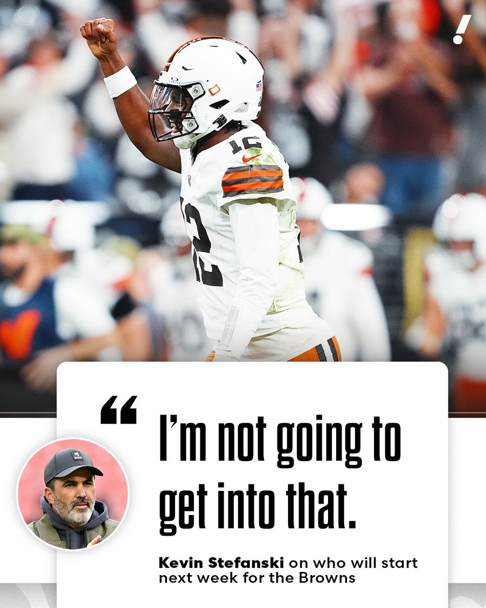 YahooSports's tweet image. Kevin Stefanski didn&apos;t want to name next week&apos;s starter after Shedeur Sanders&apos; first NFL start 👀