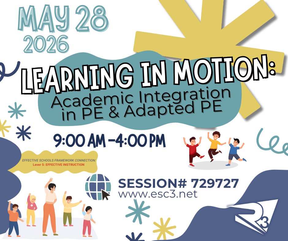 R3ESC's tweet image. 🌟 Elevate your PE classes! Join us to make Physical Education a platform for academic success. Discover strategies to engage all learners, especially those with IEPs. 💪📚 Don’t miss this chance! ow.ly/XXto50WsKj6