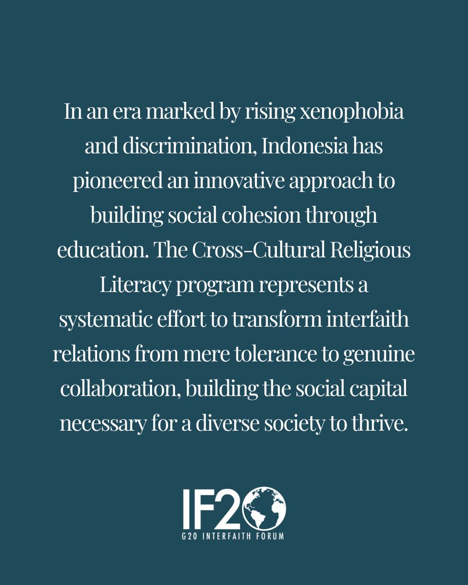 IF20org's tweet photo. Learn more about how Indonesia is using Matius Ho’s Cross-Cultural Religious Literacy program to systematically increase tolerance and interfaith understanding throughout the world’s largest Muslim-majority nation.

Read the article here: https://t.co/GOa7TfnNMW
@institutleimena https://t.co/6fy5Rd0a45