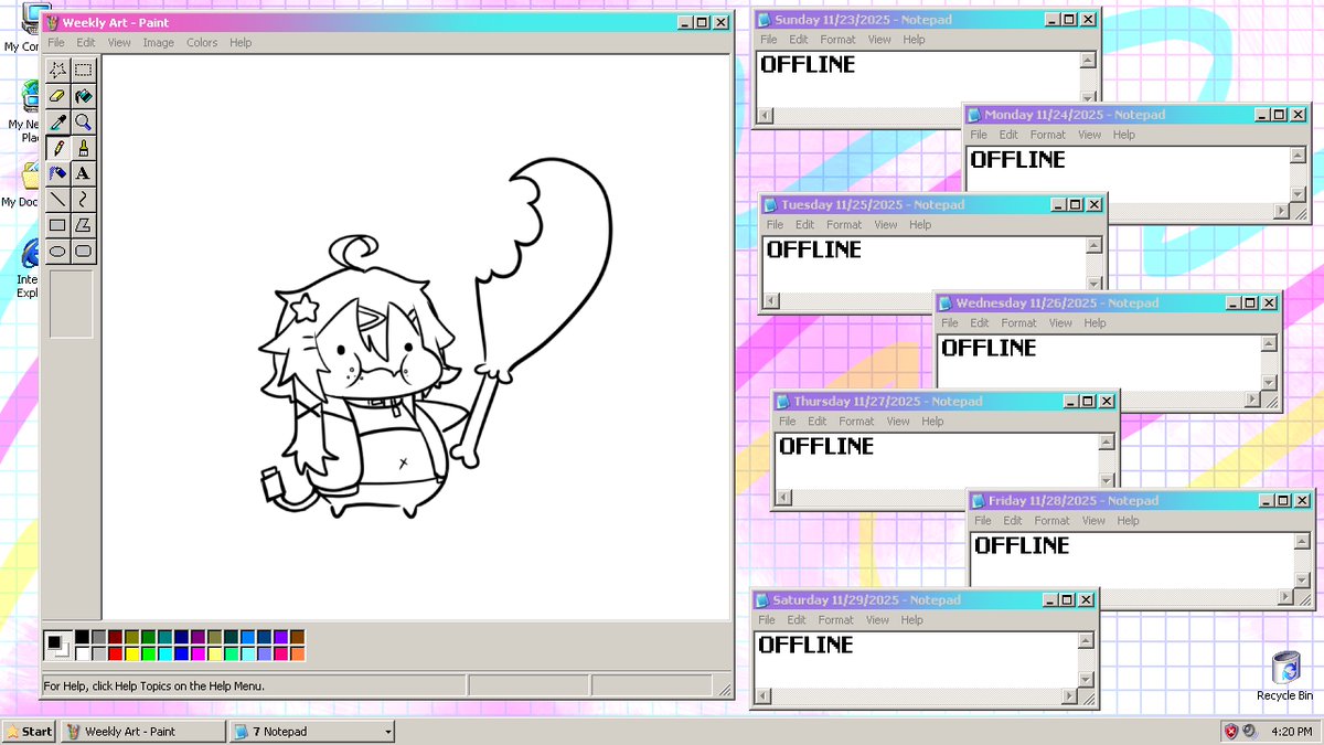 🌐STREAM SCHEDULE 11/23-11/29🌐
when i get my paycheck, i get me a nice toikey. and den i eat da toikey until my tummy urts. den i throw da bones at vesper /ref
taking the week off to spend with friends and family!!
🌐💿⭐️