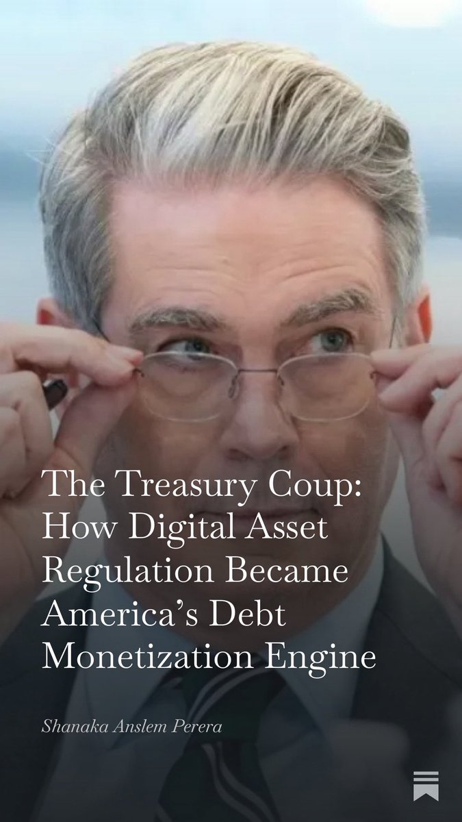 shanaka86's tweet image. EVERYONE THOUGHT THE GENIUS ACT WAS ABOUT CRYPTO REGULATION. THE DATA JUST PROVED IT WAS SOMETHING ELSE ENTIRELY.

Four months ago, Trump signed a law that made headlines for 48 hours. Tech regulation. Stablecoin rules. The market moved on.

But the numbers that just came out…