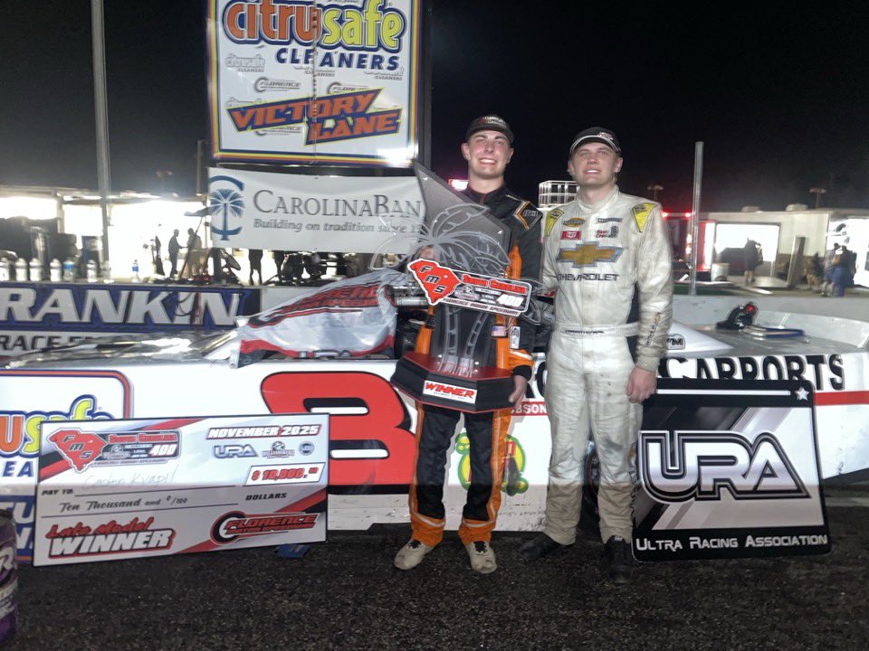 CadenKvapil's tweet image. Got the win last night at @FmSpeedway2025 for the SC400! Started 7th and made it up to 2nd by the halfway break. My dad and the guys made great adjustments and we were able to control most of the second half to get a dominate win! It was cool to finish 1-2 with my brother after
