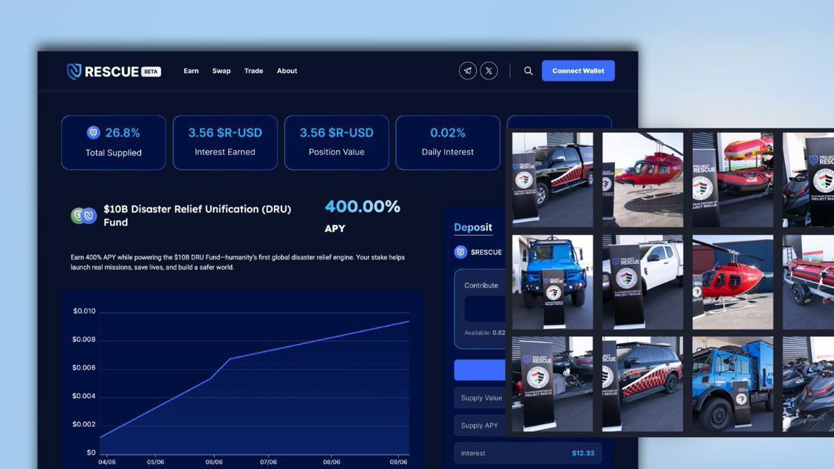 ProjectRescuee's tweet image. 🌍 Your stake doesn’t sit still — it goes to work.

When you stake $RESCUE, you’re not fueling speculation.
You’re powering real operations:
🚁 helicopters that lift survivors from danger
🚤 boats navigating flooded towns
🧑‍🚒  responders deployed where the world needs them most…