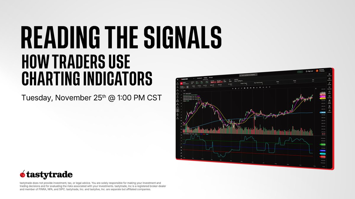 Do you love charts? We have just the thing. In this webinar, the tastytrade trade desk digs into the technical indicators that traders use to interpret market behavior. Learn how to analyze trends with a data-driven approach. bit.ly/47ViA5v