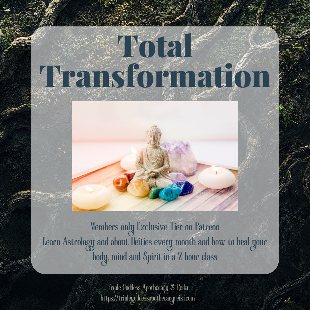 triplegoddessa1's tweet image. In Total Transformation, you will learn how to improve your energetic flow, balancing your mind, body, &amp;amp; spirit. A Patreon Exclusive Program. patreon.com/TripleGoddessA… #triplegoddessapothecaryandreiki #totaltransformation #rowanravenwolf