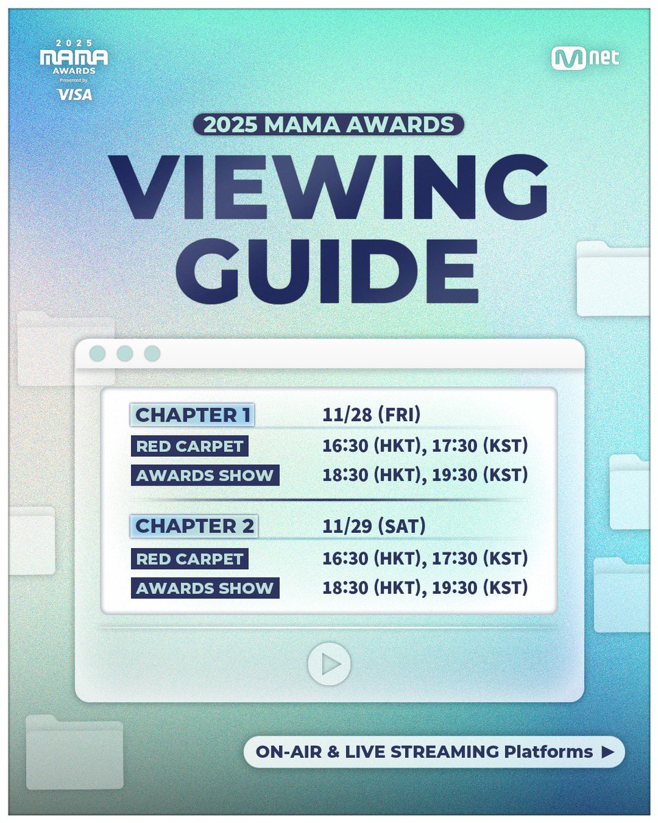 zhaoyufancokr's tweet image. CORTIS — 2025 MAMA Awards 

Chapter 2
Red Carpet: 17:30 (KST)
Awards Show: 19:30 (KST)

Platforms
• Mnet Plus
• YouTube 
🔗: youtube.com/@mnet
🔗: youtube.com/@playmnet
🔗: youtube.com/@mnetm2
🔗: youtube.com/@kcon 
(may not be available in some regions on…