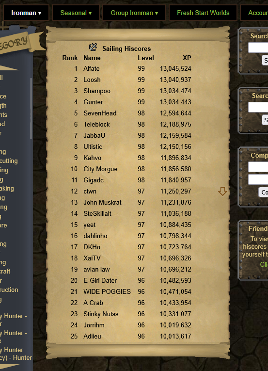 LiveEscapes's tweet image. Ended up 4th as as iron and 11th overall for race to 99 Sailing was a fun skill! @OldSchoolRS