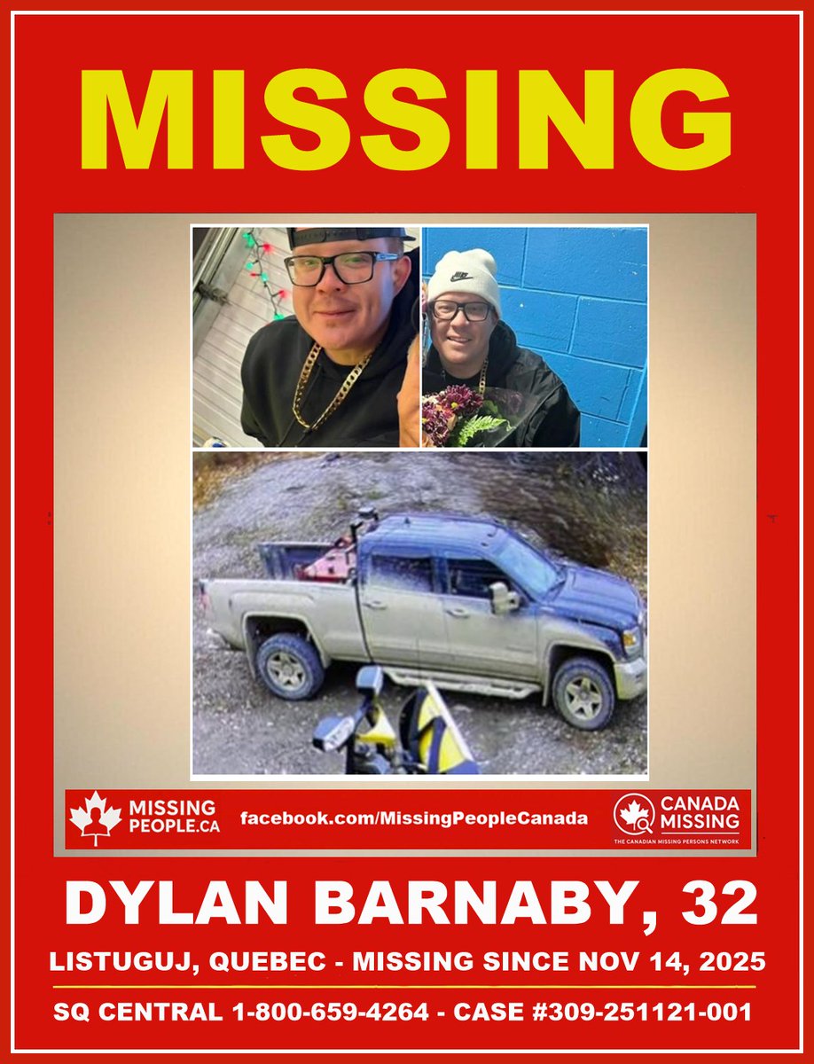Missing_CA's tweet image. 🔗 Full story: missingpeople.ca/missing-man-in… 

🧭 MISSING MAN IN LISTUGUJ, QUEBEC – DYLAN BARNABY, 32 – LAST SEEN NOVEMBER 14, 2025 

📍 #Listuguj #QC #Quebec