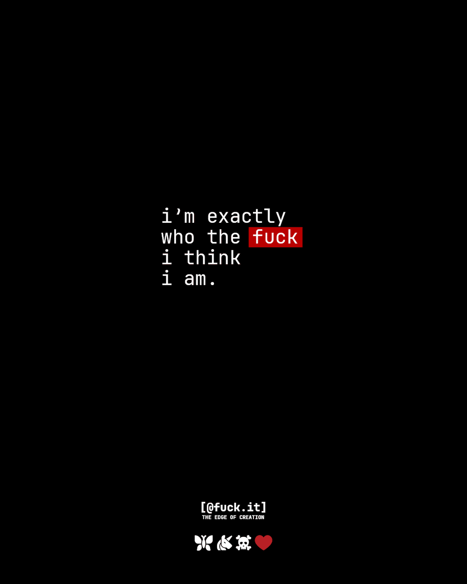 fuckitofc's tweet image. identity locked. confidence verified. no imposters found.

follow @fuckitofc  - self belief is the ultimate flex.

EMAIL WITH ATTITUDE.
PURE. SECURE. EXCLUSIVE.
deserve an address? check fuck.it

#fuckit #selftrust #rebelmindset #unfuckwithable #boldmoves