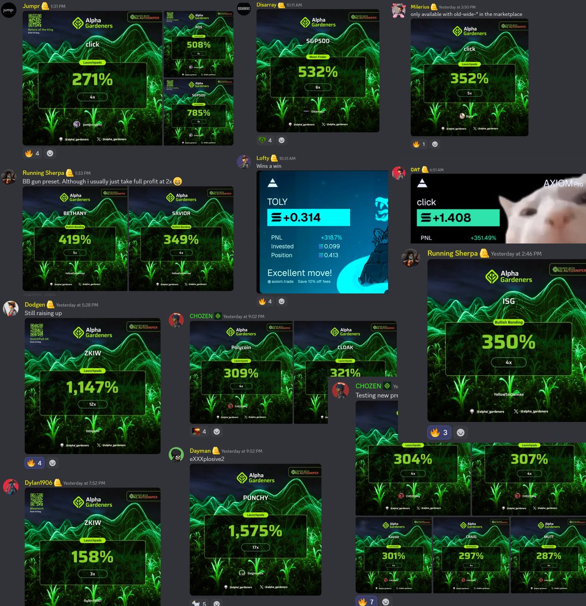 Gardeners keep their <a href="/agsniperbot/">AG Sniper Bot</a> ON even through the weekend, all profits freshly harvested! 🚜

Experience the magic of automated trading too! 🧑‍🌾