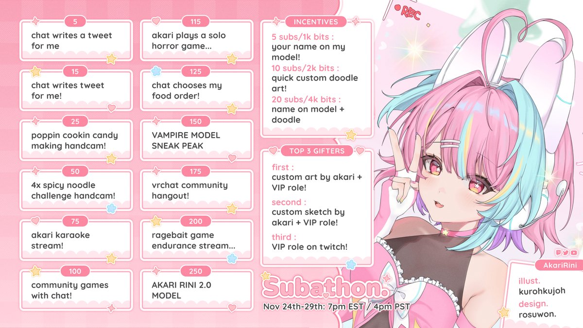 🌐 𝗦𝗨𝗕𝗔𝗧𝗛𝗢𝗡 𝗔𝗡𝗡𝗢𝗨𝗡𝗖𝗘𝗠𝗘𝗡𝗧 ⭐️

WELCOME TO AKARI'S TURKEY-THON! a week of hanging out and silly activities during Thanksgiving week✨

Let's have fun and hopefully reach some of the fun goals I have set! There's a BIG PRIZE AT THE END!!🩷

more info below ⤵️