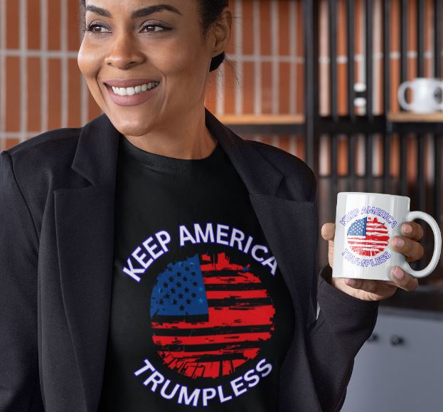 bliss24seven's tweet photo. Gift Keep America #TrumpLess Pro-#Justice American Flag T-shirt for the Anti-Trump Movement Patriotic Resist Trump Social Justice Political Tee by #bliss24seven: https://t.co/FHgOZVZ196 https://t.co/RhyWV5GYwk