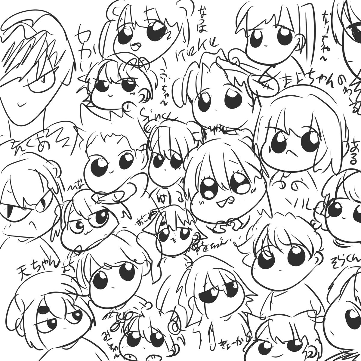 ちーちゃん☺︎シンプルなモノクロ鉛筆画 もっとかきたいのに画面が足りなかった