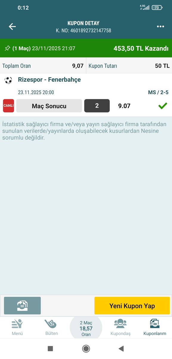 #beyazfutbol bu kupon saat 21:07 de oynandı o bahisler kapandı diyen kimse fotoğrafı da ekliyorum baksın bi zahmet