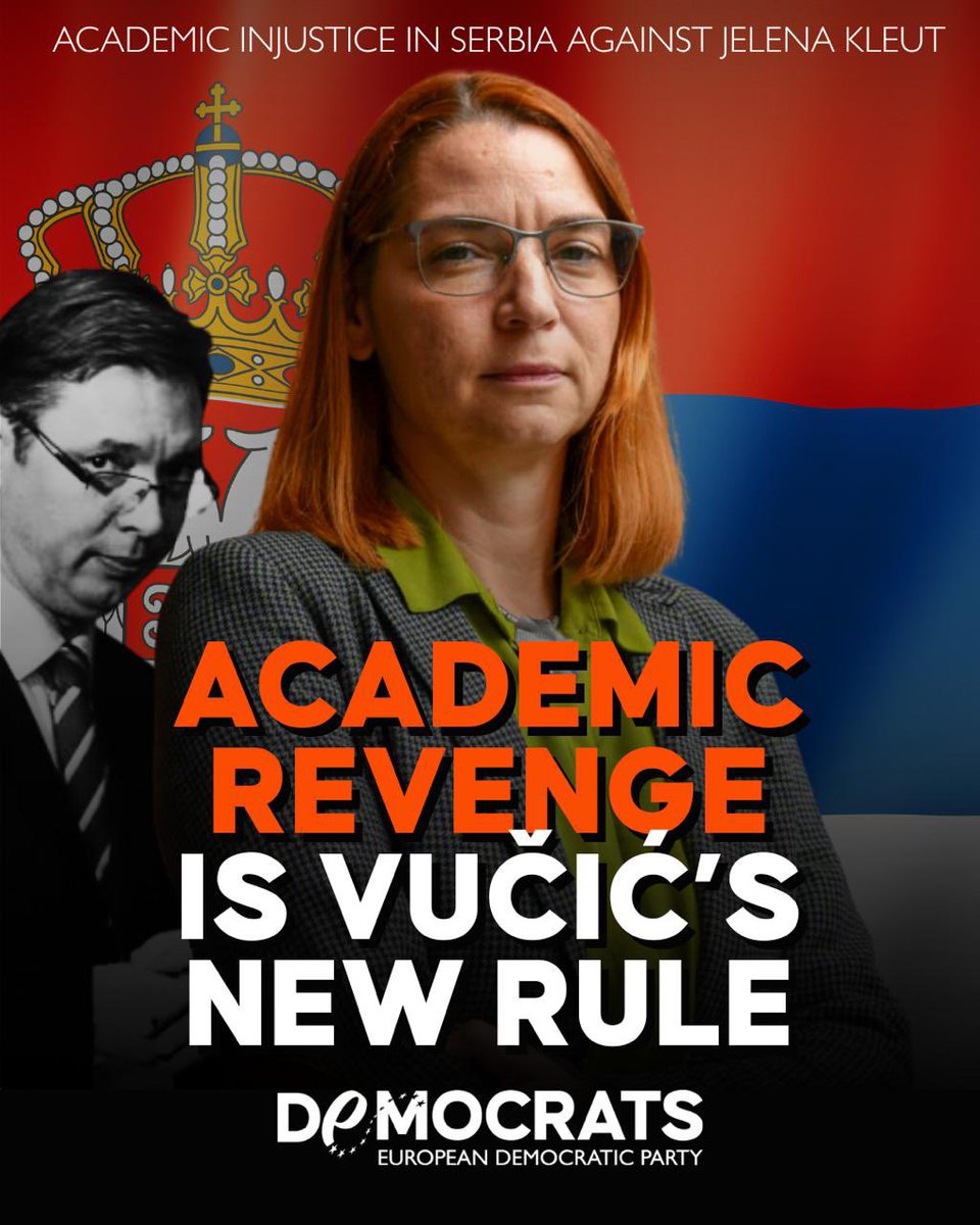 In Serbia, Jelena Kleut—a brilliant and internationally recognised professor—was denied promotion to full professorship. Why? Because she dared to criticise the government’s grip on media and institutions. This is not an isolated case—it’s a warning. As European Democrats, we