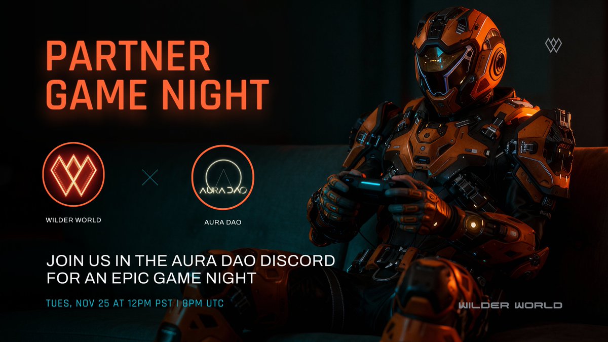🎮 AURA DAO GAME NIGHT: 1 HR AWAY 🎮

📍 Location: Aura DAO Discord
🔗 Aura DAO Discord: discord.gg/Auradao
🗓️ Time: 12PM PT/ 8PM UTC

🙌 Play, chat, and win some $WILD prizes when
<a href="/WilderWorld/">Wilder World</a> Super Early Access teams up with <a href="/Aura_DAO/">Aura DAO</a>!