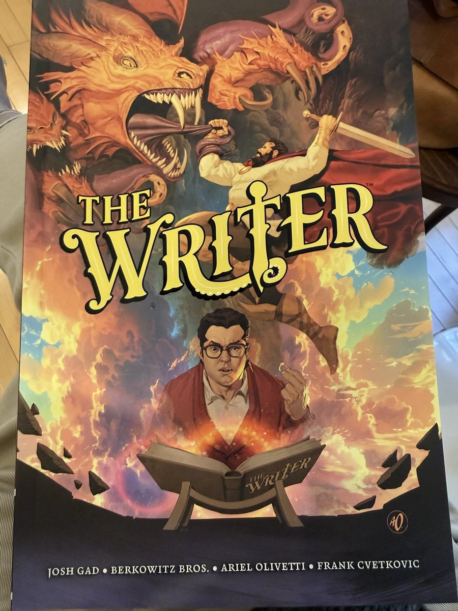 AdneSadeh's tweet image. New book! “The Writer” by Josh Gad, the Berkowitz Bros, Ariel Olivetti and Frank Cvetkovic. A comic book about a Jewish comic book writer loaded with Jewish monsters and magic. It’s wild. I don’t love it, it’s a bit to chaotic for me. But it’s fun and with checking out.