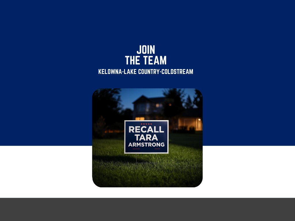 The Recall Tara Armstrong initiative now has an official website. Please share with your Kelowna - Lake Country - Coldstream friends. It has information, signup links, and the Facebook group link. The FB group now has over 350 members in just two days! 
recallarmstrong.ca