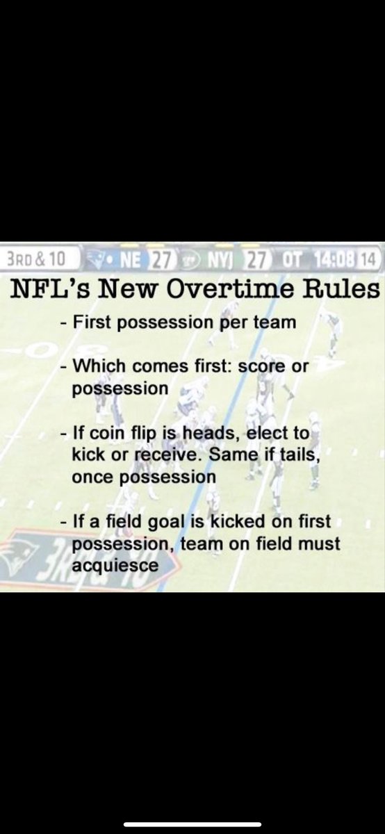 fieldfocusfball's tweet photo. @BarstoolBigCat Here are the New OT rules in case you need them https://t.co/Cojz9SDTP6