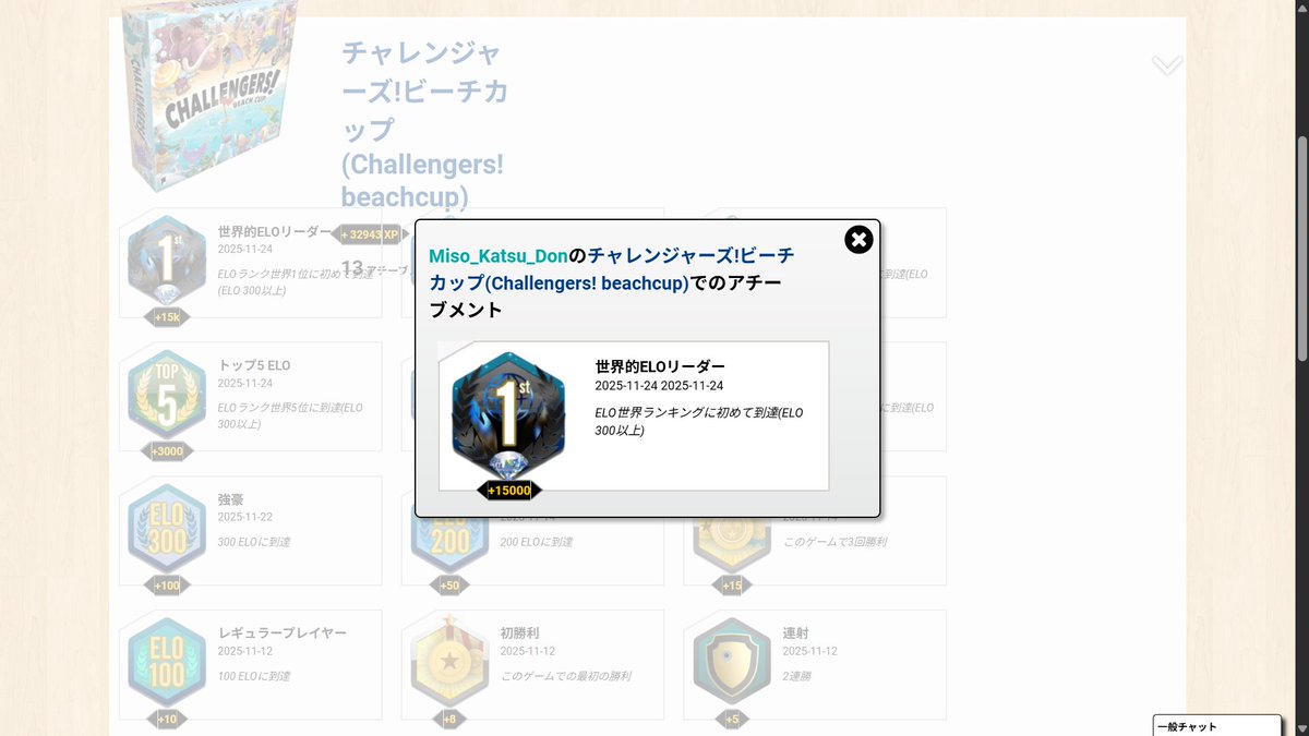 #ボードゲームアリーナ
#チャレンジャーズ
一瞬だけど世界の頂点ｷﾀ━━━━(ﾟ∀ﾟ)━━━━!!
これで世界1位のトロフィー獲得は『ナイル』『ファクタム』に続いて3作品目
実は本家チャレンジャーズでは上位取れてなかったり(;´∀｀)
他のタンベ卓で敗戦確定してるので三日天下を嚙み締めます( ˘ω˘ )