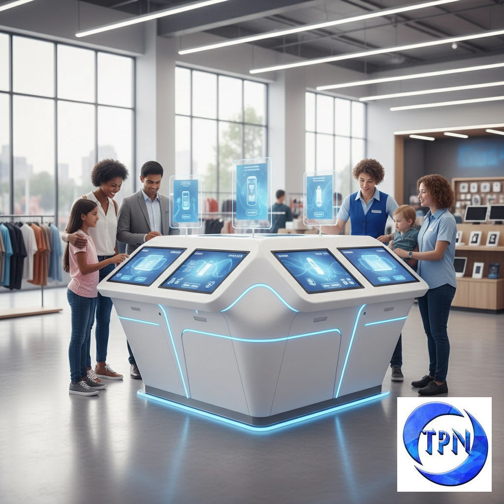 TPNetworks's tweet photo. Self-checkouts are cool, but smart kiosks are a game changer! 🛒✨ Watch customers blaze through lines, get instant help, and enjoy personalized service. Ready to upgrade your retail game? TPN can automate your journey! #RetailTech #Automation https://t.co/GRPCuz8RiV