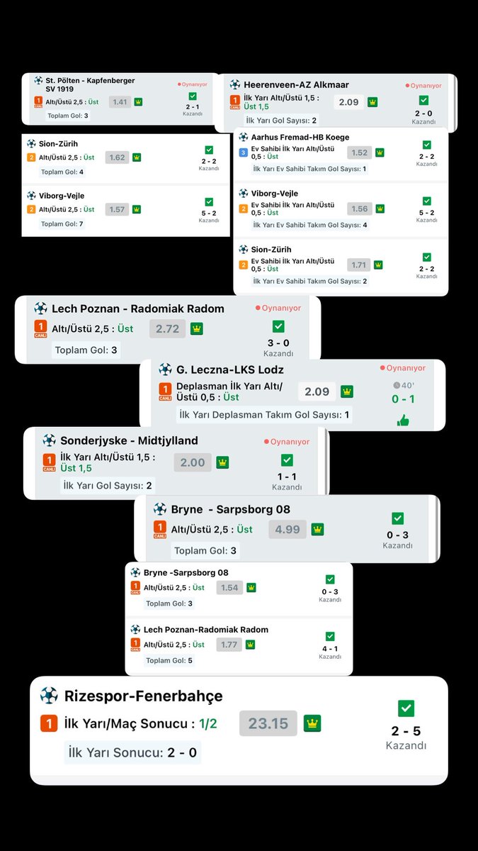 🔥🔥🔥 GÜNÜN ÖZETİ 🔥🔥🔥

Tablo kazançlarını atmadım bu kadar yeter 💪🏻💪🏻💪🏻

Abonelikte olup kazanan kupon mesajlarınız için bugün tebrik ederim dostlar Abonelikte harika bir gün geçirdik yine. Aboneliğin en düşük fiyat ve kazanmanın en çok olduğu bu yere tüm herkesi Abone olmaya