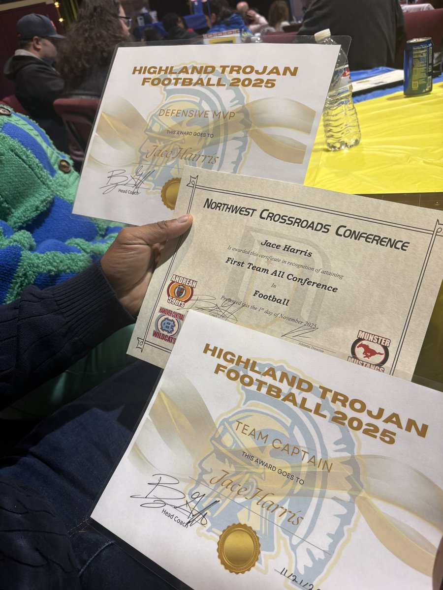 Proud to be First-Team all Conference, Defensive MVP, and Team captain. 

At Highland (IN) Highschool. Jace Harris, defensive Tackle C/O 27