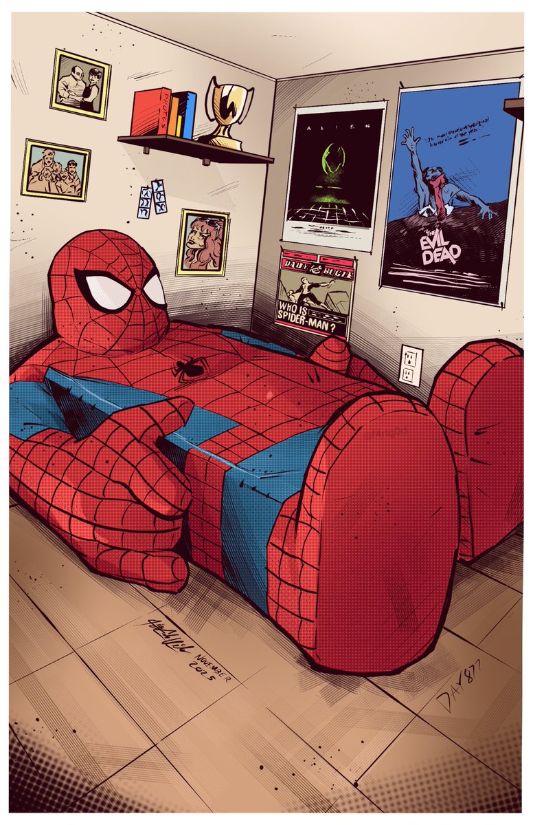 f4rtg0d's tweet image. Drawing one Spider-Person or Symbiote everyday until Beyond the Spider-Verse comes out    

Day 877: Spider-Bed (Earth 1218)