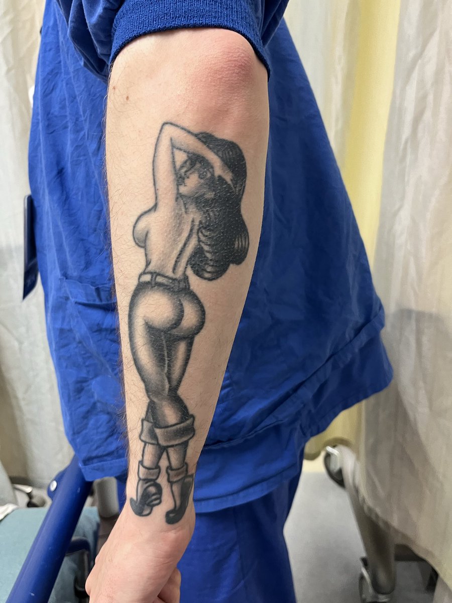 bigasssandwich's tweet photo. I was at a hospital yesterday wearing my Big-Ass Sandwiches hoodie. One of the nurses said his friend got one of the last sandos we served, and that he got this tattoo for his birthday. Portland is a small town sometimes. It warms my heart that we made something people loved. https://t.co/Xcg1LJ3Pan