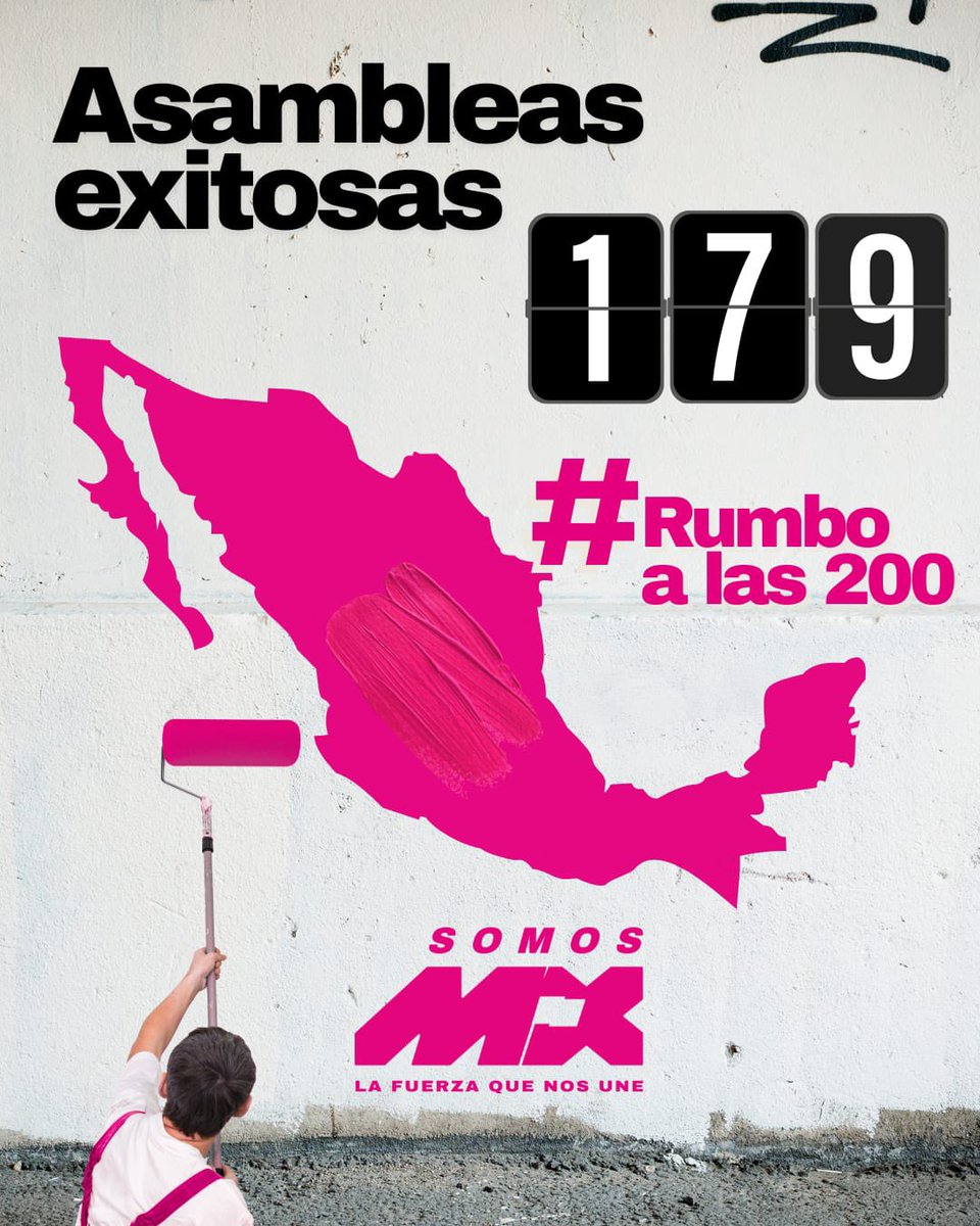 SomosMxMexico's tweet photo. #SomosMx
¡Estamos cerca de la meta! 🇲🇽
Con gran orgullo anunciamos que hemos alcanzado 179 asambleas exitosas en todo el país.
Este logro refleja el esfuerzo, la pasión y la unidad de todos quienes formamos parte de esta fuerza política ciudadana. ✨
#RumboALas200 #AsambleasSomosMx #UnidosPorMéxico