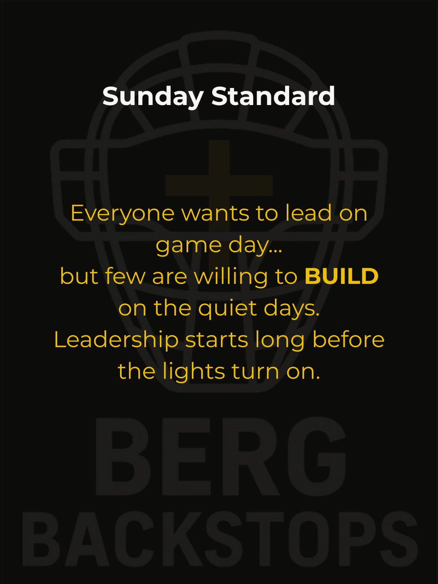 BergBackstops's tweet photo. SUNDAY STANDARD: BUILD
Great catchers… great leaders… great people — none of it happens by accident.
It’s built. Daily. Quietly. Intentionally.

You build your habits.
You build your character.
You build your confidence.
You build your faith.
You build your standard.
You build the relationships and trust that make you a leader behind the plate.

“A house is built by wisdom,
established by understanding,
and filled with precious riches through knowledge.”
— Proverbs 24:3–4

Whatever you’re wanting to become — start building it today.

#BergBackstops #SundayStandard #BERGStandard #BuildItDaily #FaithInBaseball #CatcherLeadership