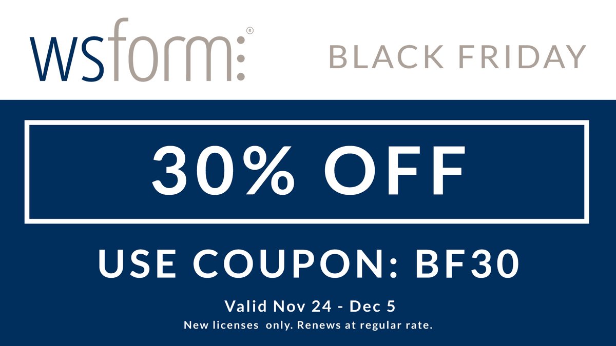 ws_form's tweet image. The WS Form Black Friday deal is here! 30% off any WS Form PRO edition. Link in comments. Unlock the deal: wsform.com/bfcm/