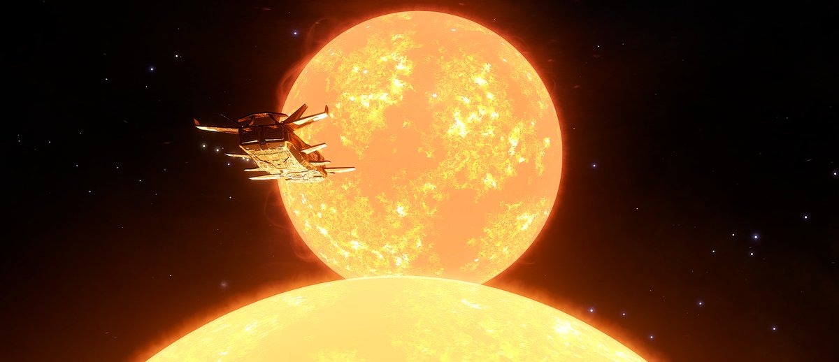 Captains Log MFS Day 3,248 - Coming out of Witch-space we come across a gorgeous closely knit binary star system the chemical makeup of the two after further study are nearly identical.  
#Elitedangerous <a href="/EliteDangerous/">Elite Dangerous</a> <a href="/AnthorNet/">AnthorNet (EDSM/SCIM)</a> <a href="/DavidBraben/">David Braben</a> <a href="/DeepSNetwork/">Deep Space Network</a> <a href="/CanonnResearch/">Canonn Research</a> #Space