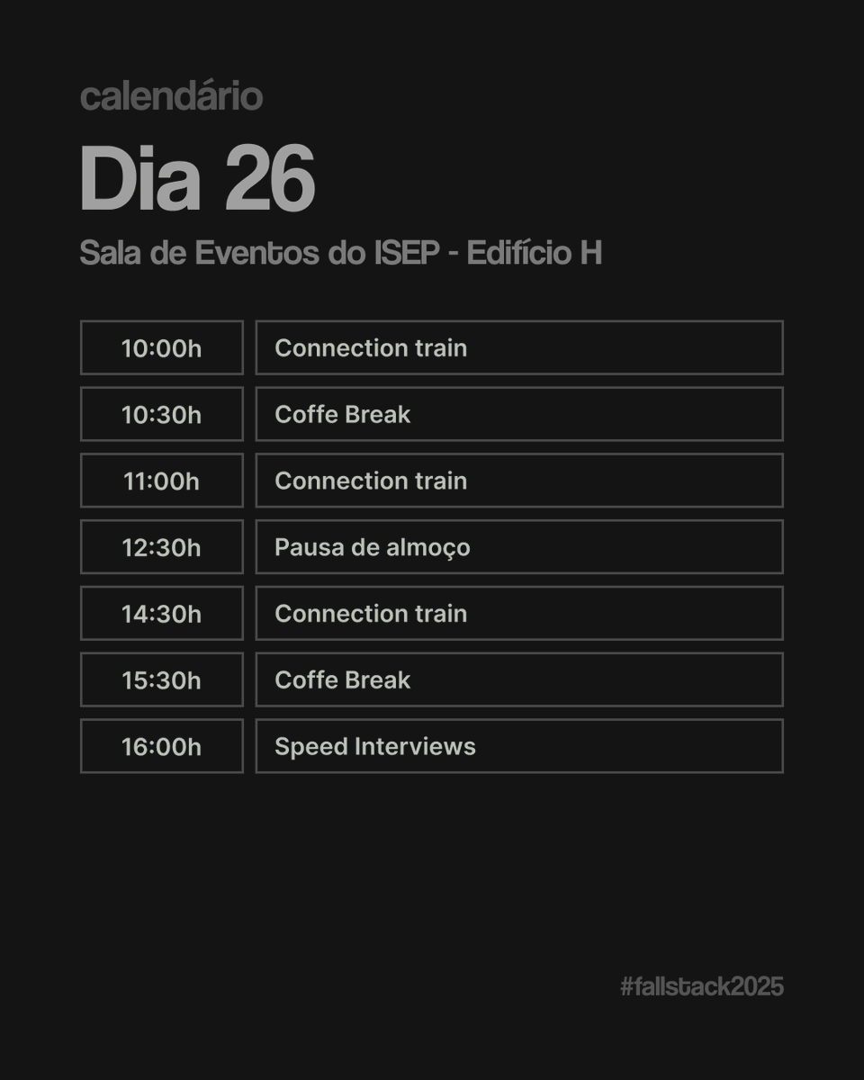 Ainda um pouco perdido sobre o FallStack?
Para te orientar trazemos o programa do evento para que te possas guiar durante os dois dias e estares devidamente informado sobre o que está a acontecer a qualquer momento! 
Não percas mais tempo a decidir e vem viver esta experiência💙