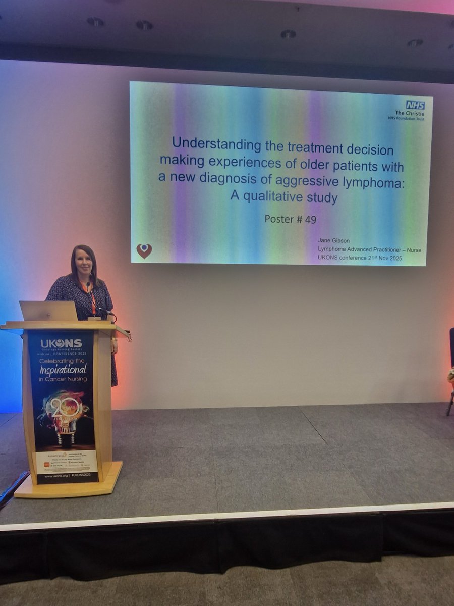 kwackergibs's tweet photo. Thank you UKONS for the opportunity to present my Prof Doc research at the national conference. Generated a lot of interest around my topic how best to support older lymphoma patients with their decision making @UKONSmember @SalfordPGRs @TheChristieNHS #lymphoma #decisions https://t.co/azfhd7XBFa