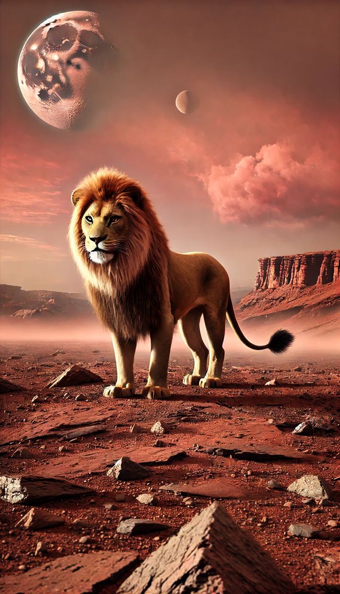 AndresDBs1's tweet image. &quot;León extraterrestre en un paisaje marciano&quot;. 🦁💫🪐🐾
#PicOfTheDay