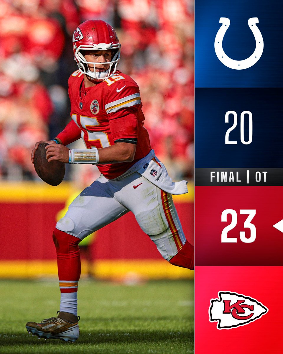 FINAL: @Chiefs overcome a 20-9 deficit to defeat the Colts in OT. 